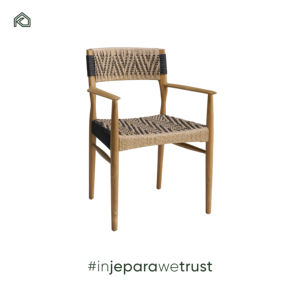 Nueva Silla de Comedor Minimalista Tapizada en Lino con Madera Natural y Combinación de Ratán para Uso en Exteriores de Hotel, Impermeable y Ecológica - Alan - Product Image 1