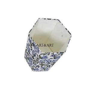 Cubo de Basura Decorativo de Madera con Diseño Geométrico, Hecho a Mano en India, de Rajasthan, Rectangular, con Tapa Enrollable y Parte Superior Abierta, Ecológico - Product Image 6