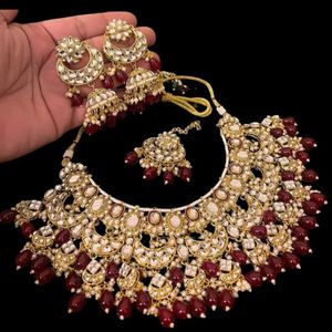 <b>Indian</b> Royal Brass Zircon Rhodium Plated Bridal Set Women Engagement Wedding Party Ethnic Style Flower Design Traditional - Product Image 5