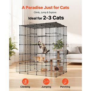Grande cage pour chat à 5 niveaux, enclos de jeu 55"x41"x69", enclos intérieur DIY, chenil en fil métallique détachable avec 5 portes - Product Image 2