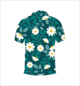 Mens Dark Green Daisy Floral Polo Shirt Custom Sublimation Short Sleeve Summer Casual Breathable Lightweight Golf Shirt - Product Image 2