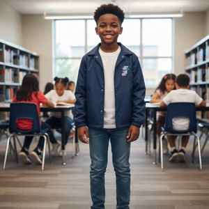 Chaqueta Juvenil Jack and Jill, Color Azul Marino, con Botones a Presión, Ligera, Cortavientos, Informal, para Niños, Abrigo Escolar - Product Image 3