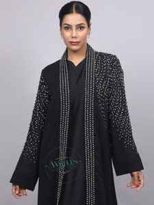 AWAIS HOUSE Dubai Muslim Tradition Islamic Clothing Plus Size <b>Kaftan</b> Abaya Jubbah Floor Length High Neck <b>Long</b> Sleeves Flared Hem - Product Image 2