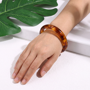 Handmade Resin Bangle Round Brown Flower Pattern Art Collectible Jewelry Craft Custom Color Back to School Handmade Collection - Product Image 1