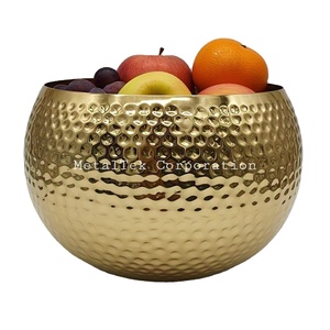 Bol à fruits rond martelé plaqué or arabe élégant moderne et intemporel pour votre décoration intérieure parfait pour un divertissement élégant - Product Image 1