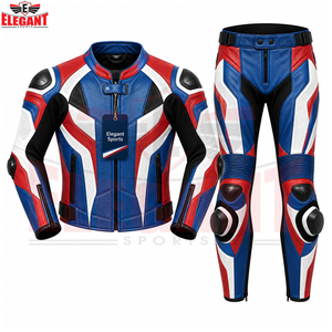 Combinaison de moto deux pièces pour course automobile avec protections rigides pour les épaules et les genoux, combinaison en cuir de qualité supérieure pour course sur circuit - Product Image 3