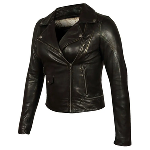 Chaqueta de Cuero para Mujer con Logotipo Personalizado a Precios Razonables, Chaqueta de Cuero para Mujer con Múltiples Bolsillos, Cuello Alto, Diseño Informal Premium - Product Image 2