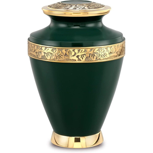 Urne funéraire en aluminium de qualité supérieure pour cendres humaines adultes, finition marbre noir et argent, artisanale, en métal, pour commémoration funéraire. - Product Image 2