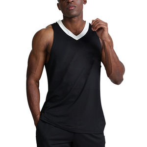 <b>Men's</b> <b>Black</b> V-Neck Sleeveless <b>Tank</b> <b>Top</b> Breathable Knitted Casual Wear - Product Image 1