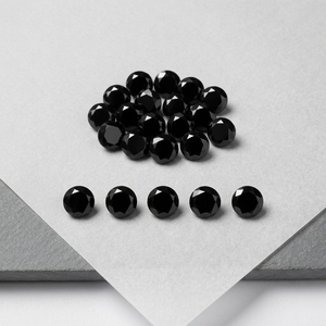 Pierre précieuse naturelle calibrée en onyx noir facetté rond de 10 mm certifiée pour bagues et pendentifs - Product Image 1