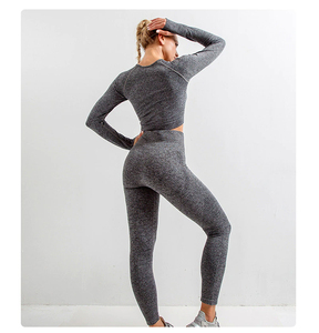 Conjunto Deportivo de 2 Piezas sin Costuras de Cintura Alta para Mujer, Poliéster/Algodón, 7 Colores, Top, Sujetador Deportivo, Leggings, Ropa de Fitness, Conjuntos de Yoga - Product Image 1