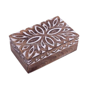 Organizador de joyas de madera blanqueada Premium de calidad Superior con tema floral elegante para pendientes, brazaletes y collares - Product Image 1