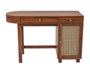 Handcrafted Solid Wood <b>Computer</b> <b>Desk</b> | Rattan Storage Home Office Table | B2B Wholesale Furniture India - Product Image 3