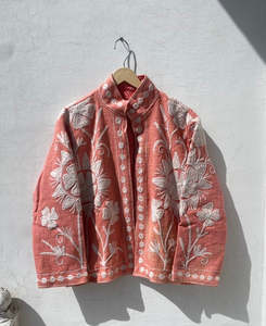 Chaqueta de Verano Reversible para Mujer, Edición Limitada, Bordada con Motivos Florales, de Algodón TNT, con Bolsillos, Corte Holgado Premium - Product Image 1