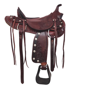 Selle occidentale fait à la main pour l'équitation, prix de gros, en cuir véritable, selle occidentale cheval en vrac - Product Image 1