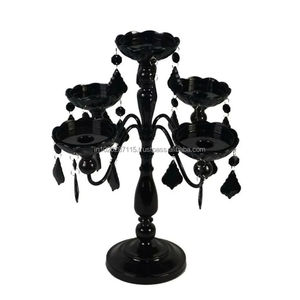 Elegante candelabro de hierro forjado de cinco brazos para decoración de boda estilo vintage o ajustes formales de mesa de cena de vacaciones - Product Image 5