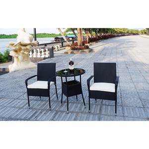3-Piece PE <b>Rattan</b> <b>Chair</b> Set with Tempered Glass Table for Outdoor Bistro Use for Garden Leisure - Product Image 2