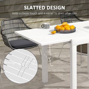 Tavolo da Patio Bianco Leggero ed Espandibile per 4-6 Persone, Moderno Tavolo da Pranzo per Esterni su Giardino, Prato, Balcone, Terrazza con Telaio in Alluminio - Product Image 6