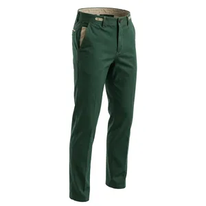 <b>Men's</b> Dark Green <b>Slim</b> <b>Fit</b> <b>Joggers</b> Mid Waist Elastic Closure Contrasting Stitching Polyester/Cotton Summer Lightweight - Product Image 4