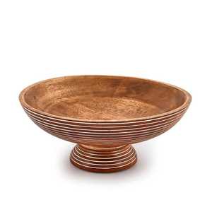 Soporte de Madera Artesanal Moderno con Rayas Blancas para Cuenco, Ecológico y Duradero para Camping, Frutas, Aperitivos, Centro de Mesa - Product Image 6
