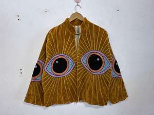 Evil Eye Threads Work Velvet Suzani <b>Jacket</b> For Men And Women's Boho <b>Hippie</b> Style Handmade Embroidery Work Partywear <b>Jacket</b> - Product Image 3