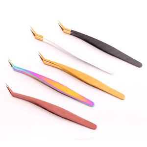 Pinzas de extensión de pestañas arcoíris de embalaje de tubo de plástico profesional pinzas de pestañas delgadas de sujeción fuerte punta puntiaguda de acero inoxidable - Product Image 4