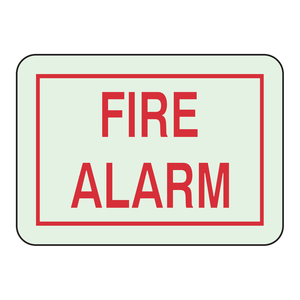 Panneau d'alarme incendie BradyGlo phosphorescent pour intérieur/extérieur, marquage de sécurité d'urgence en PVC - Product Image 1