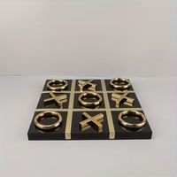 Jeu de Tic-Tac-Toe de Luxe Écologique Réutilisable et Durable en Métal et Résine, Pièces Or X O, Jeu de Stratégie Abstrait pour 2 Joueurs