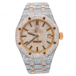 Montre à quartz pour homme en acier inoxydable, style hip-hop urbain, avec diamants Moissanite VVS, bracelet de 20 mm, cadran en verre, tendance - Product Image 1