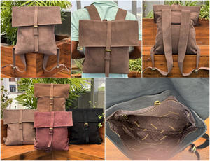 <b>Women</b> Large Capacity Travel Vintage Trend Custom High Quality Genuine Suede Leather <b>Backpack</b> <b>for</b> Men & <b>Women</b> School & <b>Laptop</b> Bag - Product Image 2