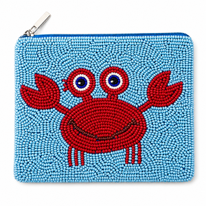 Monedero de cristal con cuentas de cangrejo hecho a mano al por mayor, cartera con cremallera de animales marinos, regalo de playa, mini para mujer, OEM ODM - Product Image 1