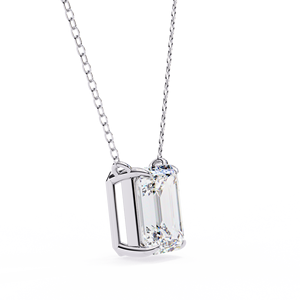 925 Sterling Silver Emerald Cut Moissanite Pendant Necklace Lab Grown Diamond Solitaire Jewelry for Women - Product Image 5