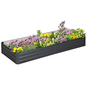 Fioriera Rialzata Zincata Grigia 241x91x30 cm Facile da Montare e Pulire per Coltivare Fiori, Erbe e Piante Grasse - Product Image 1