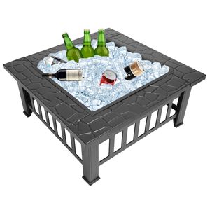 Moderno Tavolo Quadrato Nero in Metallo per Braciere da Esterno Senza Fumo per Patio - Product Image 3