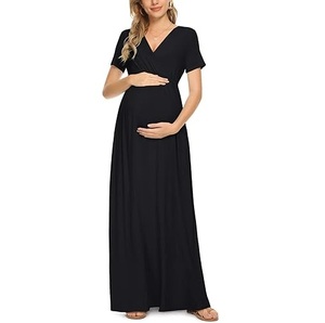 Breathable Half Sleeves Chiffon Spandex Maternity <b>Dress</b> Floor-Length Casual Skinny <b>Loose</b> Fit Woman Breast Feeding Elegant <b>Dress</b> - Product Image 1