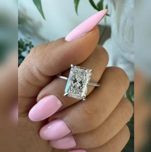 Radiant Cut Lab Grown <b>Diamond</b> <b>Ring</b> For Women Luxury 925 Sterling Silver Jewelry For Wedding Engagement Anniversary Gift Sparkle - Product Image 6