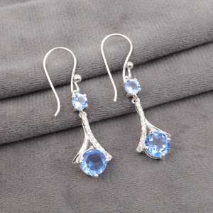 Tanzanite <b>Dangle</b> <b>Earrings</b> 925 Sterling <b>Silver</b> CZ Vintage Wedding Anniversary Party Birthstone Jewelry for Women Elegant Gift - Product Image 4