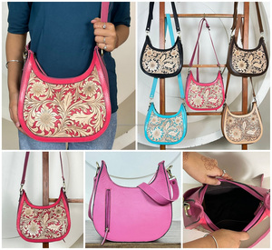 Handmade Western Hand <b>Tooled</b> <b>Leather</b> Shoulder Bag for Women Floral Carved Genuine <b>Leather</b> Cowgirl Purse Crossbody Saddle Handbag - Product Image 3