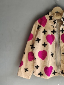 Heart Pattern Embroidered Velvet Jacket <b>Women</b> Autumn Stand Collar Full Sleeve Bohemian Style <b>Coat</b> Handmade Design GIFT <b>FOR</b> HER - Product Image 2