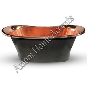 Bañera de cobre grande con acabado antiguo, bañera de lujo independiente hecha a mano para adultos, decoración de baño única, axioma, acentos para el hogar - Product Image 2
