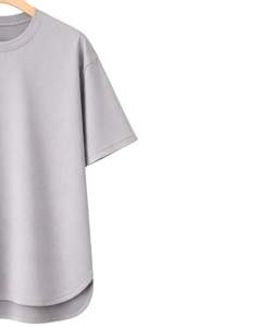 Camiseta Oversize Gris Claro Personalizada para Hombre, con Dobladillo Curvo, Hombros Caídos, Cuello Redondo, Algodón Liso, Estilo Urbano, Verano - Product Image 4