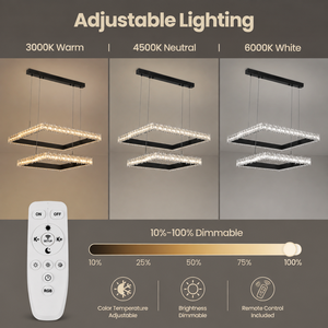 Lustre LED moderne en métal avec télécommande, tricolore, à intensité variable, hauteur réglable pour salle à manger, îlot de cuisine - Product Image 3