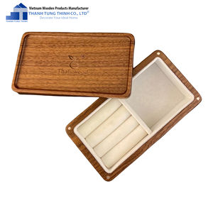 Handmade Eco-Friendly Acacia Wood Jewelry <b>Box</b> Laser Engraving for Rings Bracelets-Vietnam Manufacturer THANH TUNG THINH CO LTD - Product Image 2