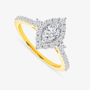 Bague de fiançailles en or jaune 14 carats avec diamant de laboratoire taille marquise de 1,00 carat, halo floral pavé - Product Image 6