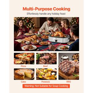 Forno Elettrico per Arrosto da 14QT, Arrosto di Tacchino a Cottura Rapida, Coperchio Auto-Arrosto, Temperatura Regolabile 150-450 Fahrenheit, Elettrico da Banco - Product Image 6