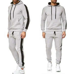Ensemble de jogging et d'entraînement 100 % coton personnalisé pour homme, motif uni, survêtement sport deux pièces, pantalon de survêtement pour l'hiver - Product Image 1