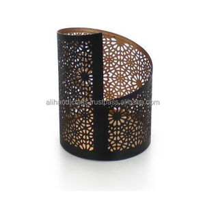 White Round Die Cut <b>Lantern</b> Votive Candle Holder with Interior <b>Copper</b> Finish for Hom Decor Other Event Festivals - Product Image 3