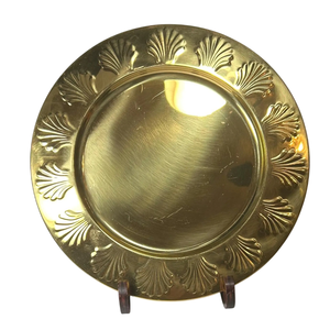 Luxury Gold Brass Charger <b>Plate</b> With Embossed Seashell Rim For Wedding Banquet And Fine Dining Table Decor Wholesale Supplies - Product Image 1