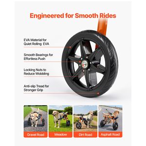 Lightweight 2-Wheel Manual <b>Dog</b> <b>Wheelchair</b> Adjustable Height Width and Length Cart with Shock Abs <b>for</b> Back Legs - Product Image 6
