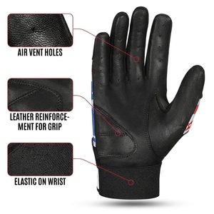 Gants de frappeur de baseball personnalisés en cuir véritable, antidérapants, pour lanceur droitier, haute qualité, vente en gros - Product Image 5